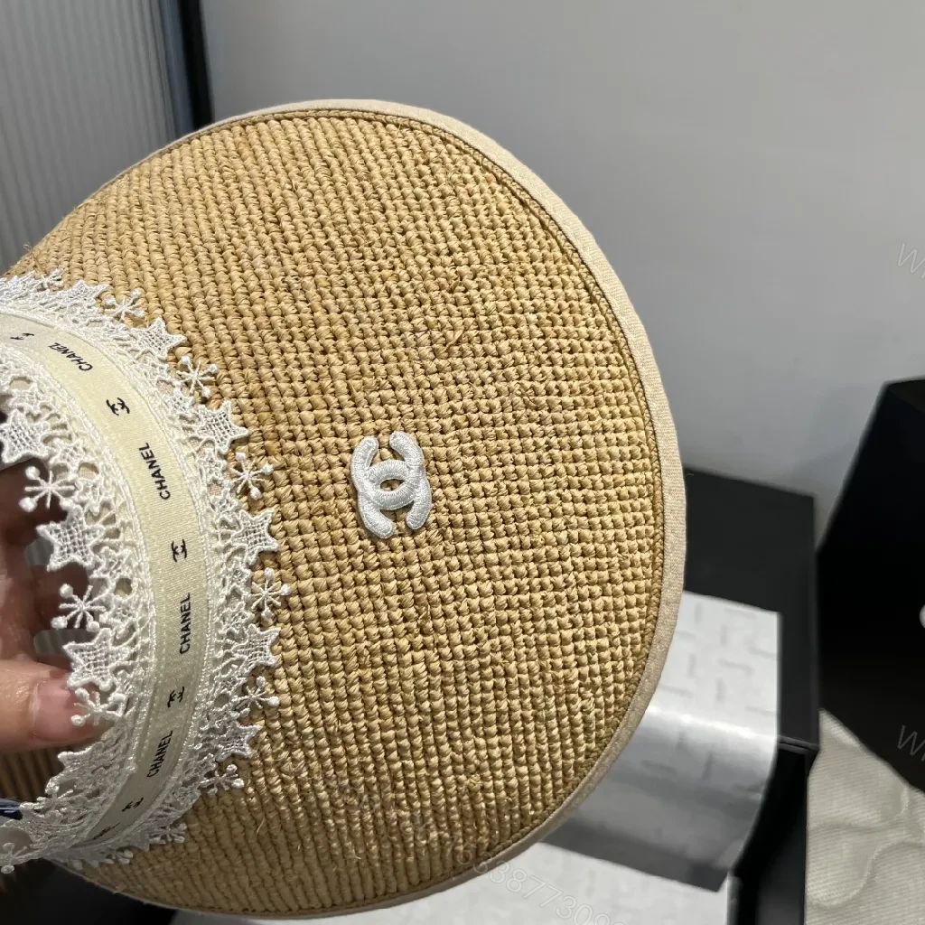View 6 of Straw Visor with Lace Trim | Luxury Resort Style Sun Shield