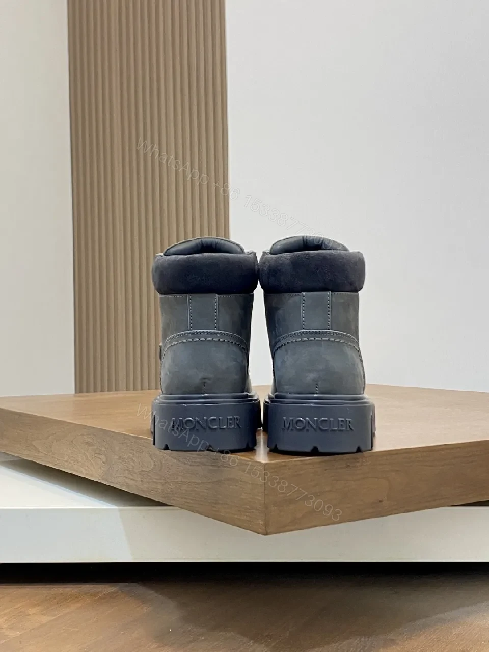View 4 of Graphite Suede Rugged-Chic Boots with Plush Collar