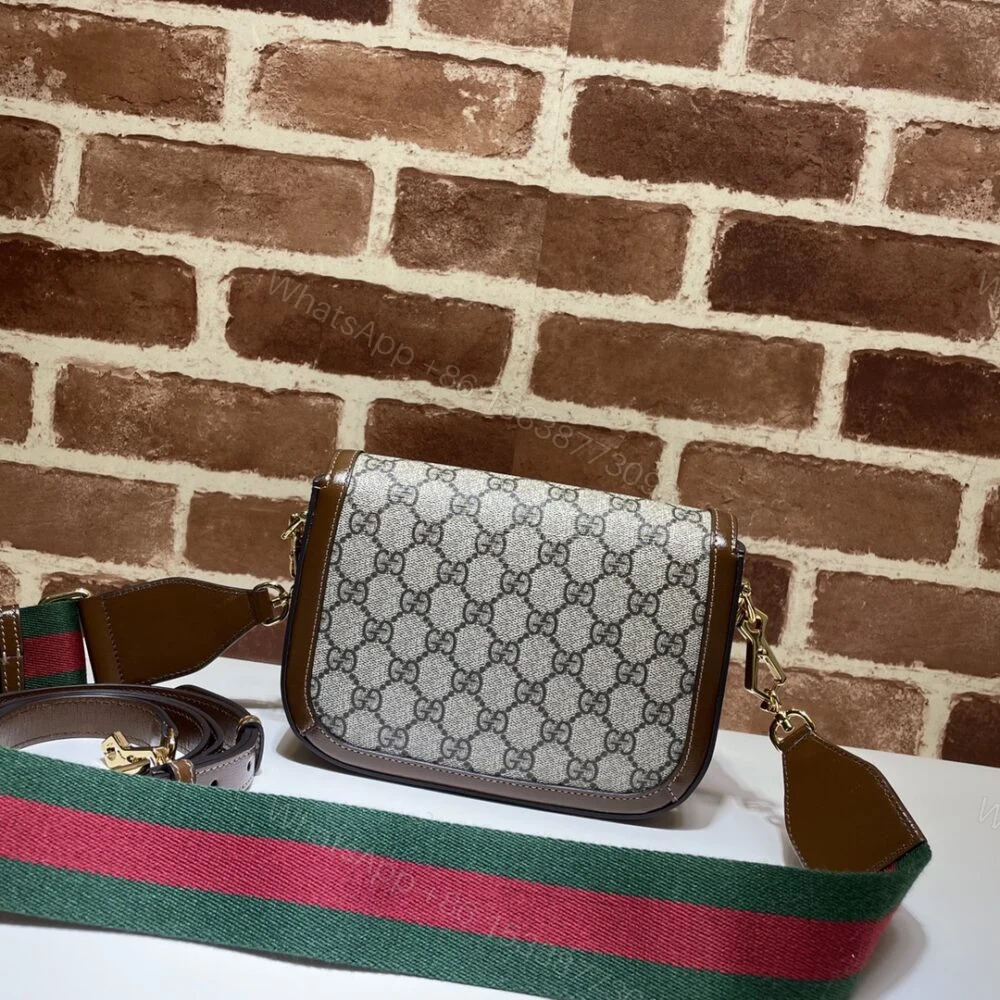 View 4 of Gucci Horsebit 1955 Mini Bag Beige And Ebony Supreme Canvas 20Cm 658574 HUHHG 8565