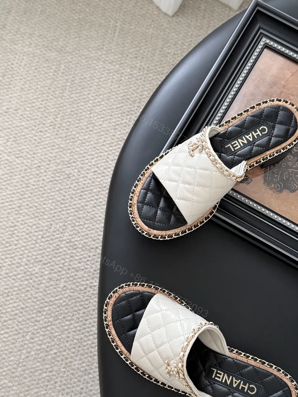 View 7 of Quilted Mule with Chain Trim – Luxury Comfort Slide