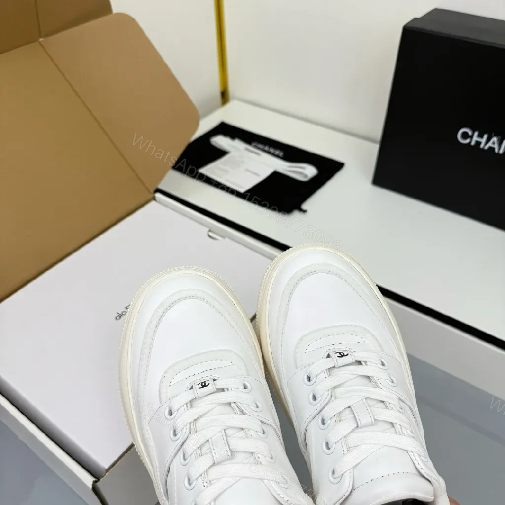 View 4 of White Leather Chunky-Sole Sneakers + Cushioned Comfort + Sneakers