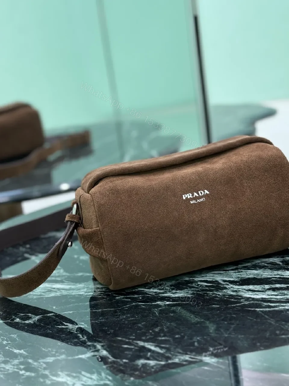 View 3 of Brown Suede-Texture Belt Bag — Minimal Hardware, Luxe Utility