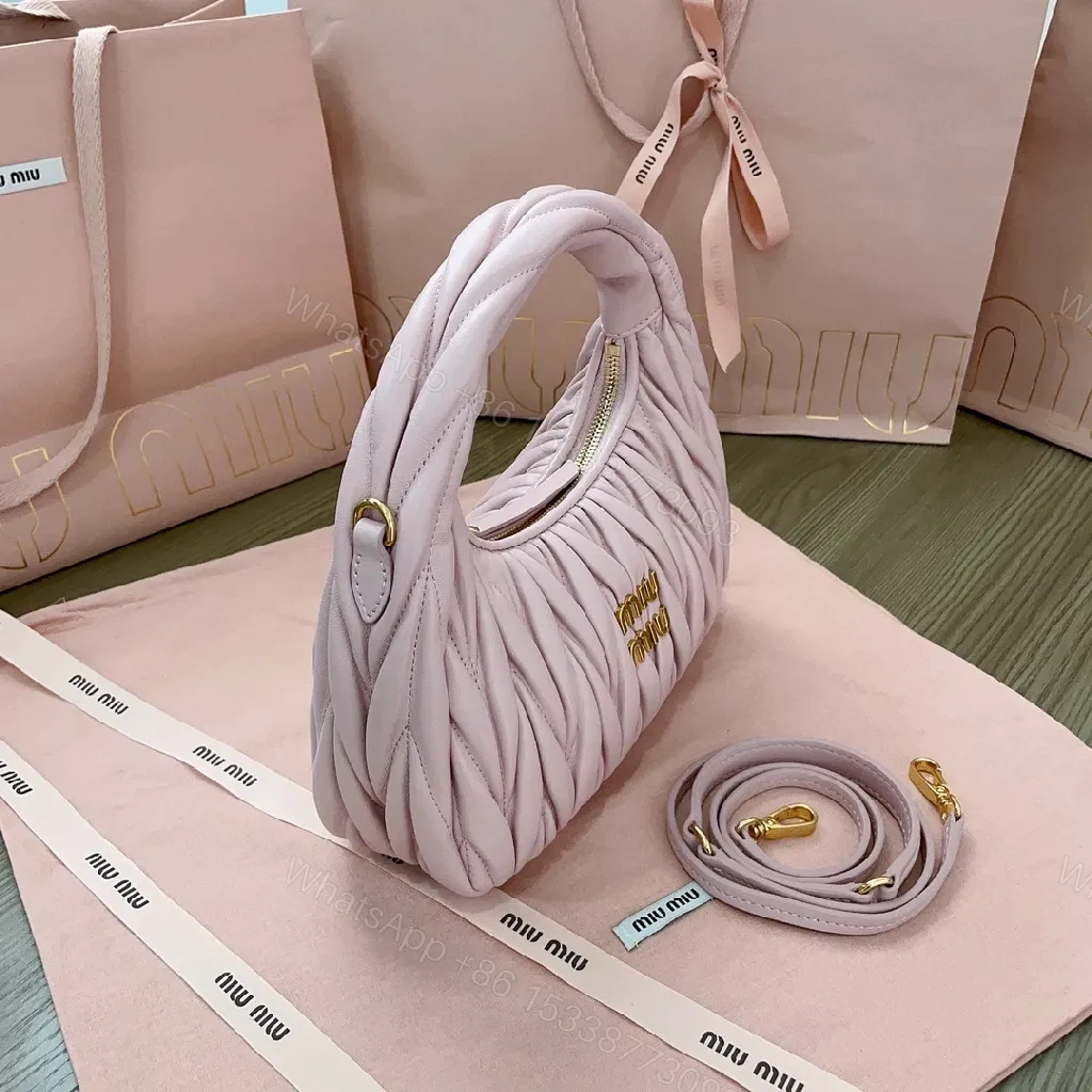 View 7 of Soft-Quilted Lavender Mini Bag: Luxury-Texture, Gold Hardware, Crossbody