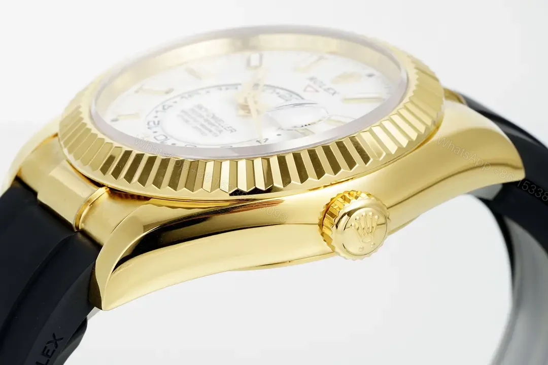 View 7 of Rolex Sky-Dweller White Watch Yellow Gold Oysterflex Ultimate 42MM 326238-0006