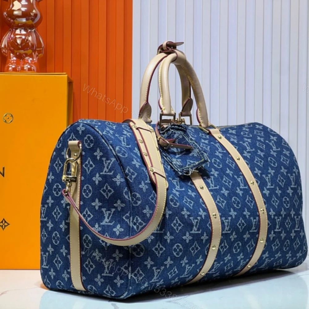 View 3 of Louis Vuitton Keepall Bandouliere 45 Denim Blue 45Cm