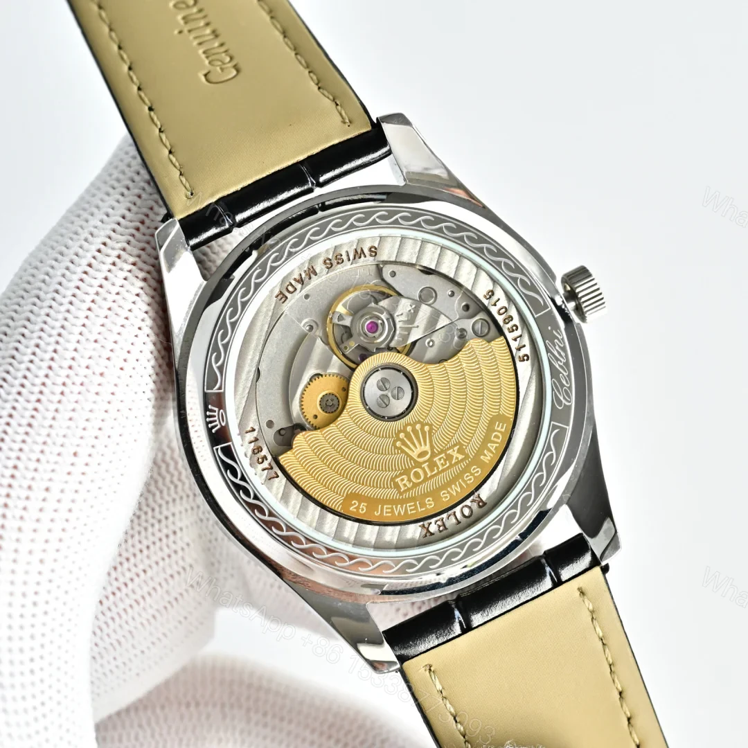 View 6 of Rolex Datejust R76 Silver 41MM Premium Leather Strap Multi-Function Automatic ROLEX-DATEJUST-R76-41-SILVER-LEATHER