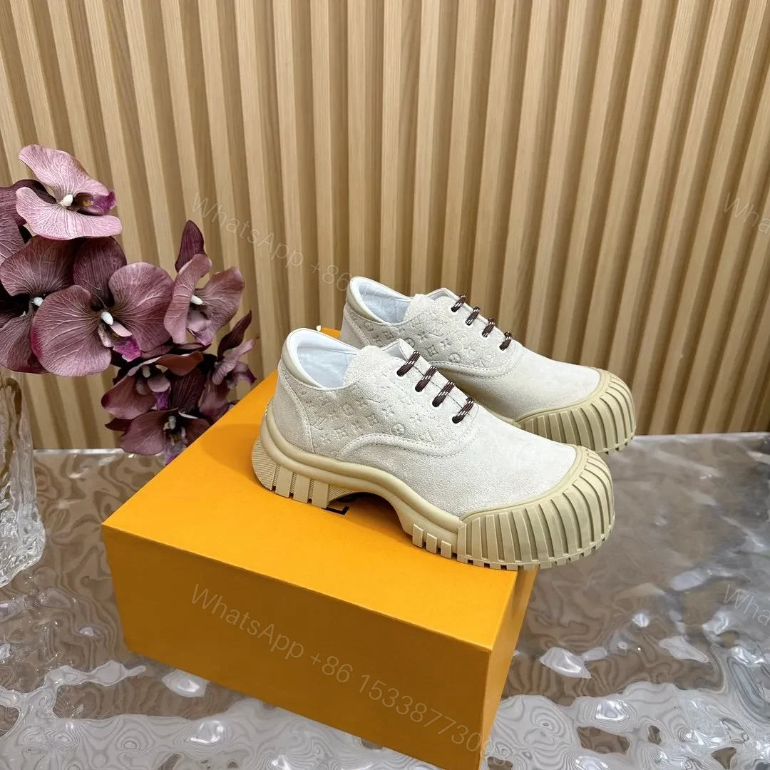 View 3 of LV Women Beige Suede Casual Sneakers