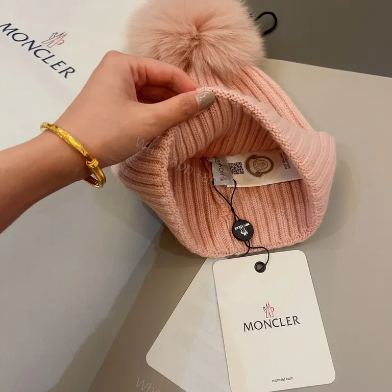 View 6 of Chic Pink Moncler Beanie with Pom-Pomâ€”All-Day Warmth
