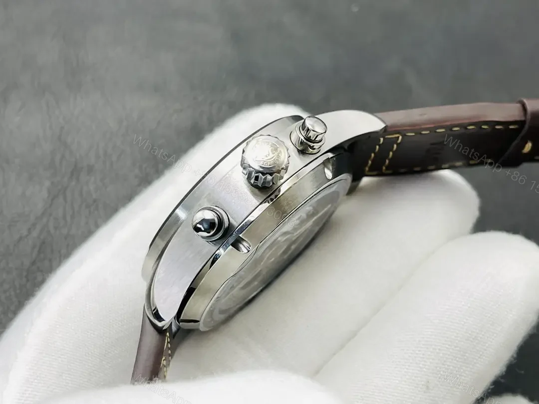 View 5 of Replica IWC Watch Pilot Chronograph Green Dial Leather Strap Premium 41MM IWC-PILOT-CHR-GRN41