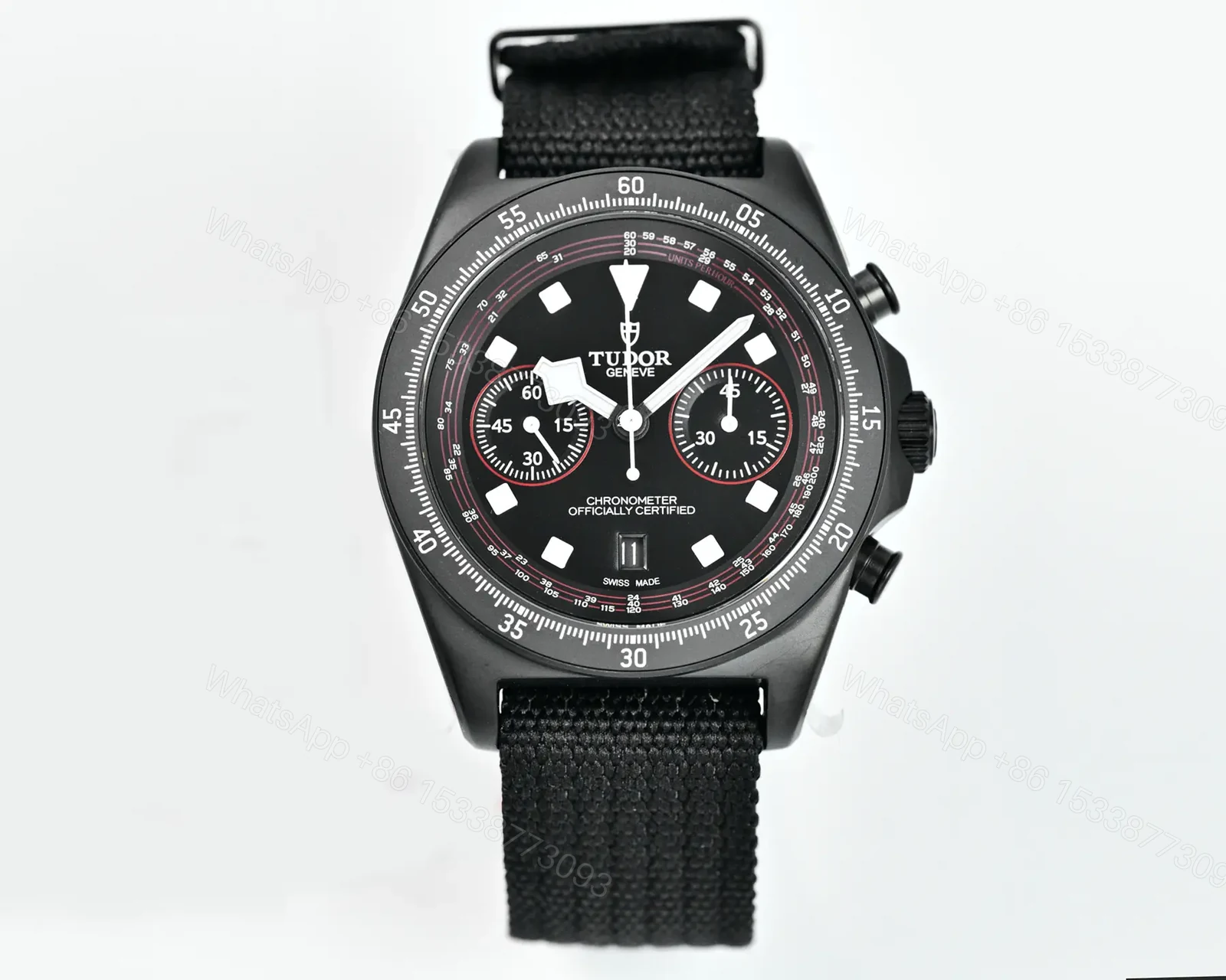 Tudor FXD Chronograph Super Clone Black Dial Black Strap Premium 43MM TUD-FXD-CHRONO-BLK-BLK-FAB-43 — view 1