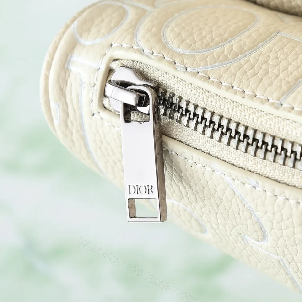 View 2 of Cream Textured Monogram Belt Bag - Minimalist, Versatile, Secure