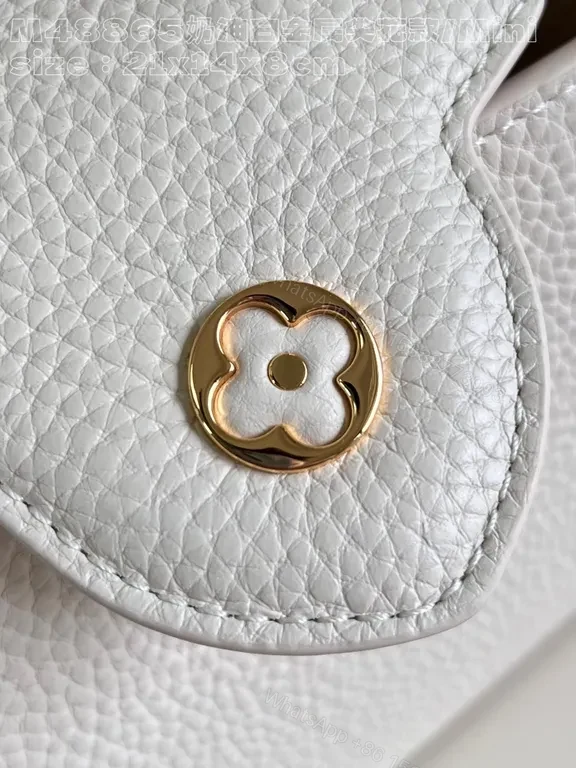 View 5 of Pristine White Pebbled Mini Bag with LV Hardware