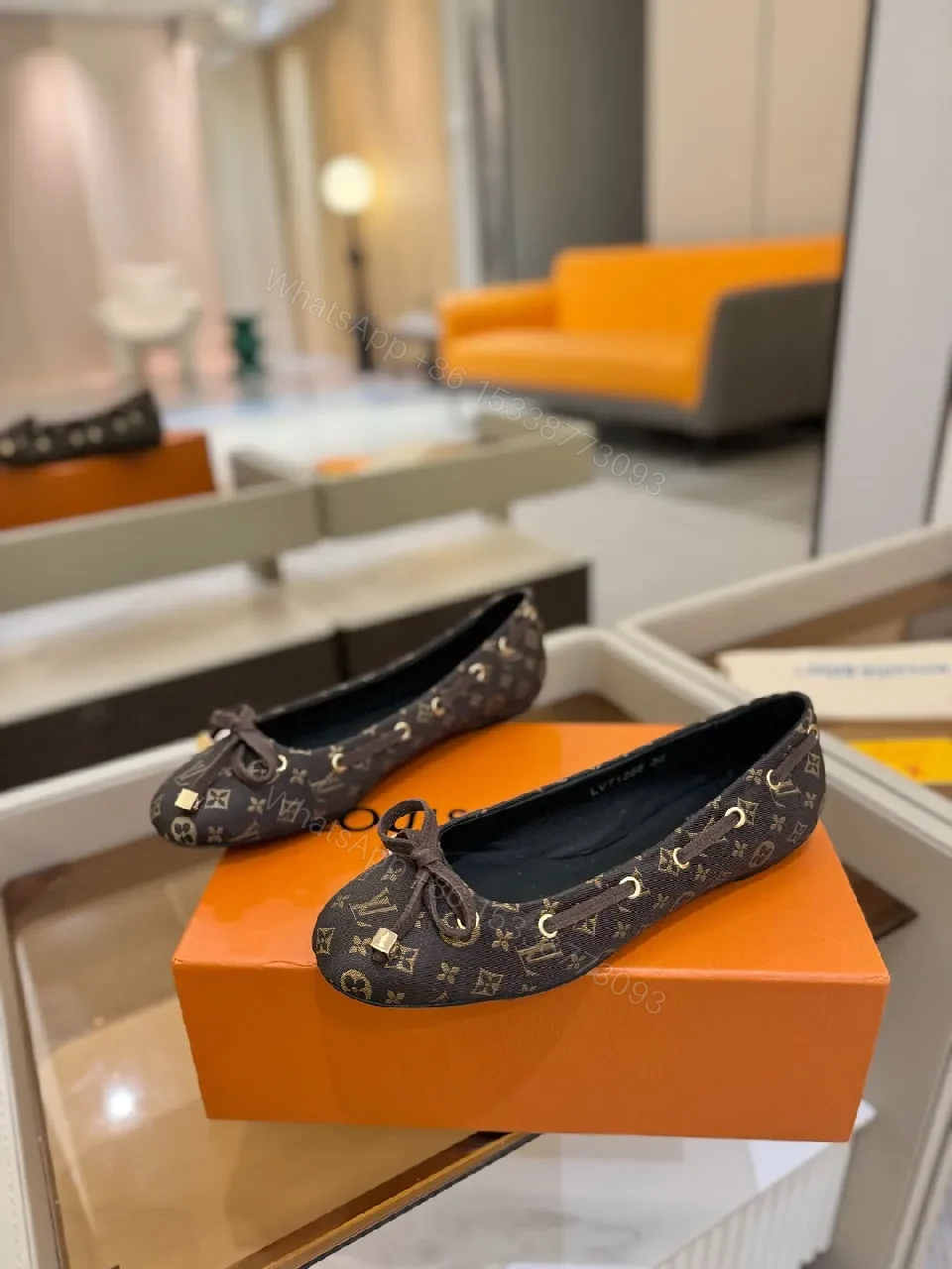 View 4 of Monogram Ballet Flats: Luxe Comfort, Durable Fabric, Classic Style