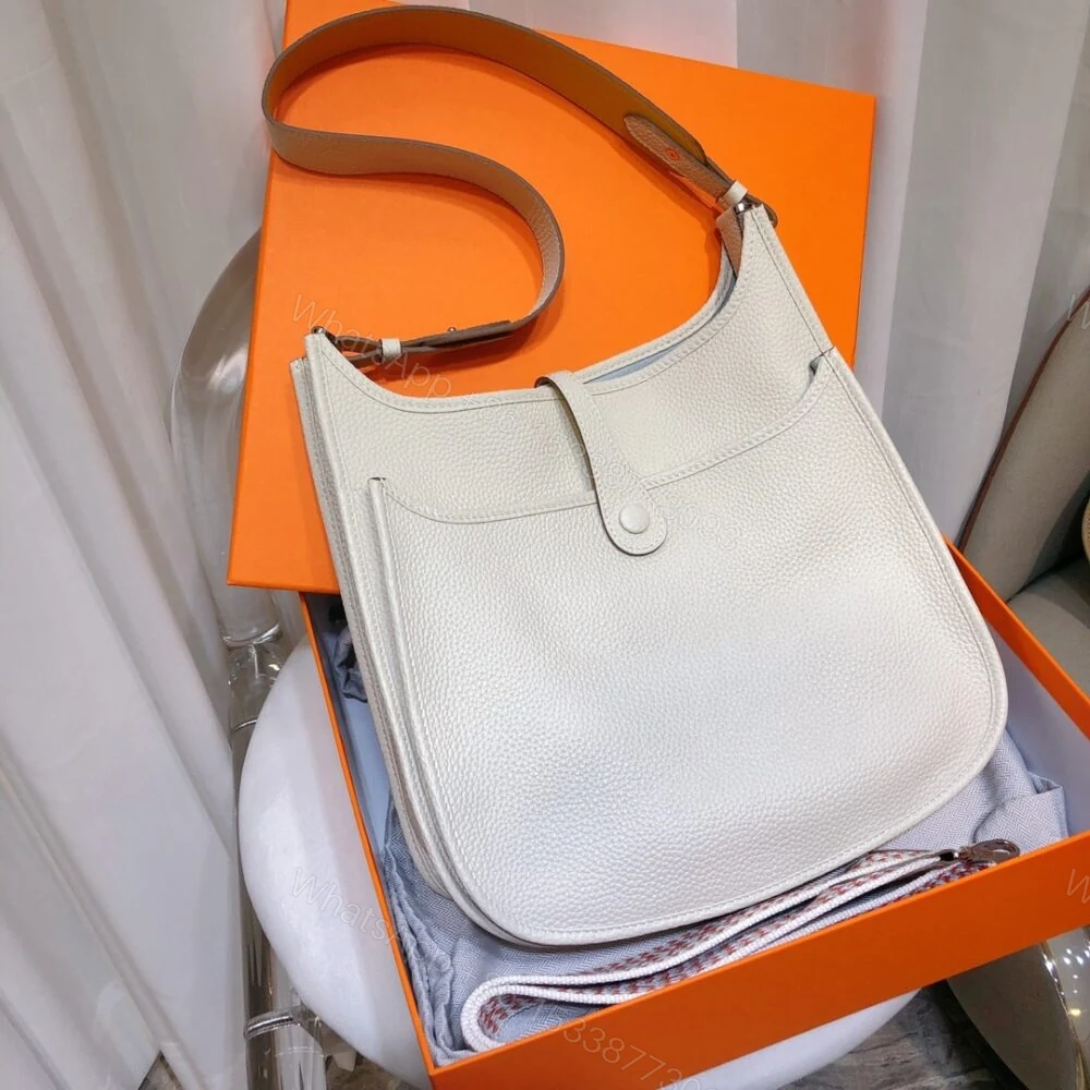 View 4 of Hermes Evelyne 29 Clemence White 25cm