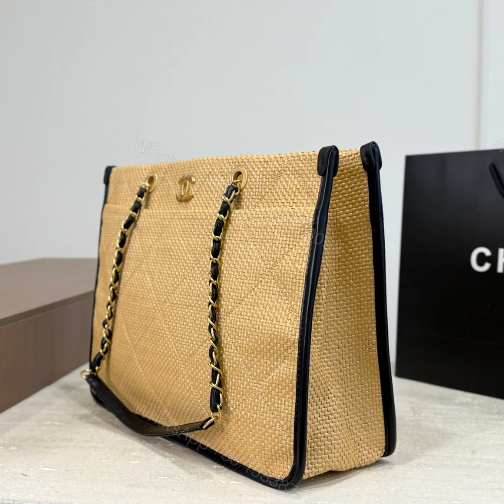View 4 of Chanel Shopping Bag Natural Straw Beige 39Cm