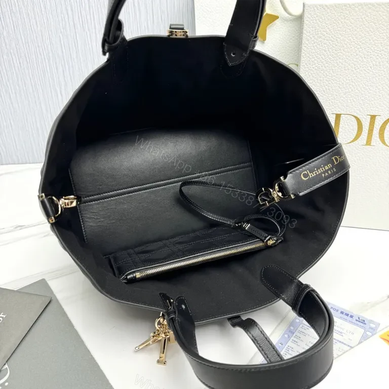View 3 of Chic Quilted Satchel with Gold Dior Charm - Luxury Bag