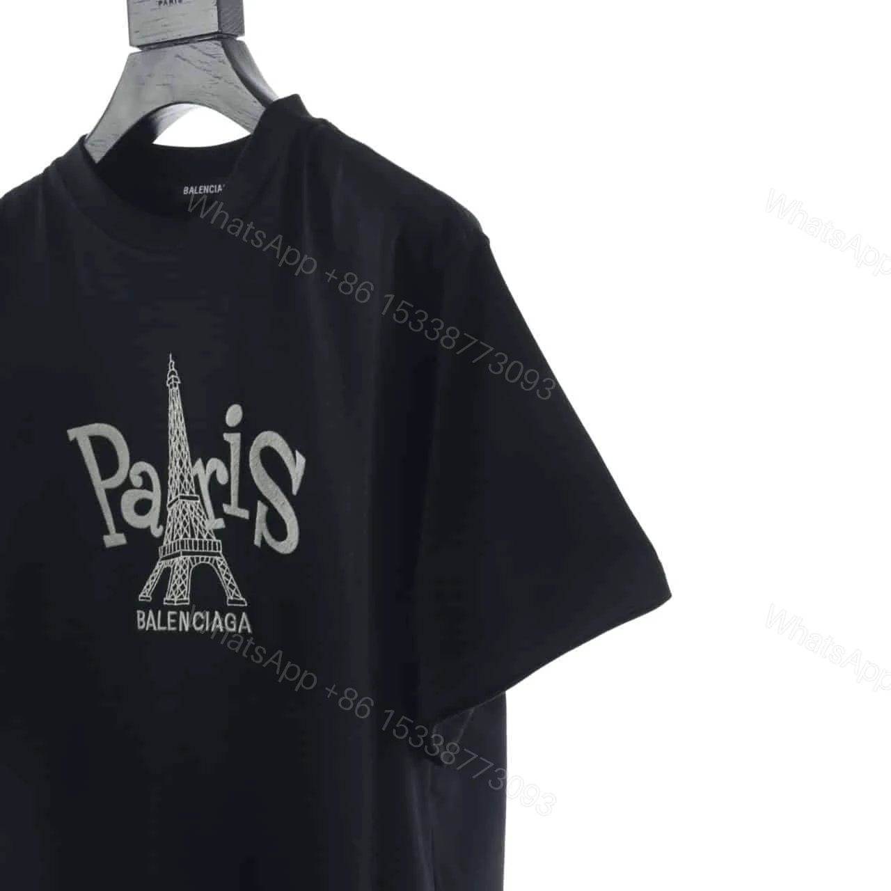 View 3 of BELENCIAGA PARIS TOWER EMBROIDERED T SHIRT