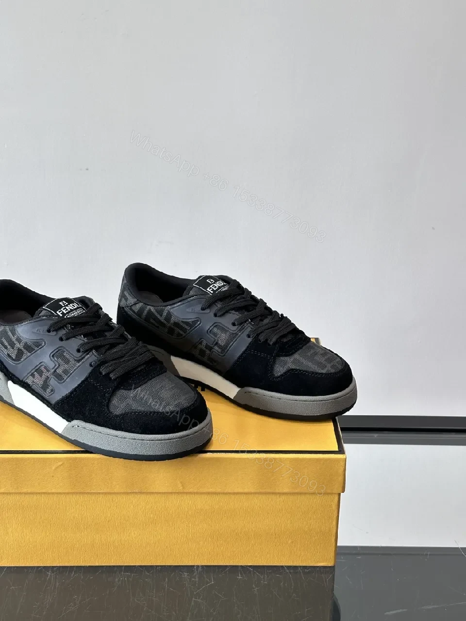 View 9 of Dark Luxe Monogram Platform Sneakers - High-Top Comfort