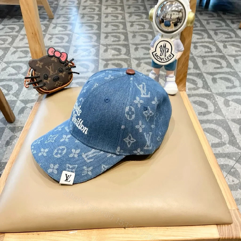 View 4 of Denim Monogram Cap: Luxury-Style, Subtle Branding Cap