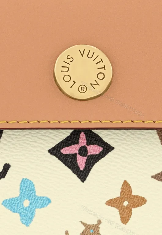 View 3 of Multicolor LV-Style Mini Bag: Hand-Stitched Leather Details