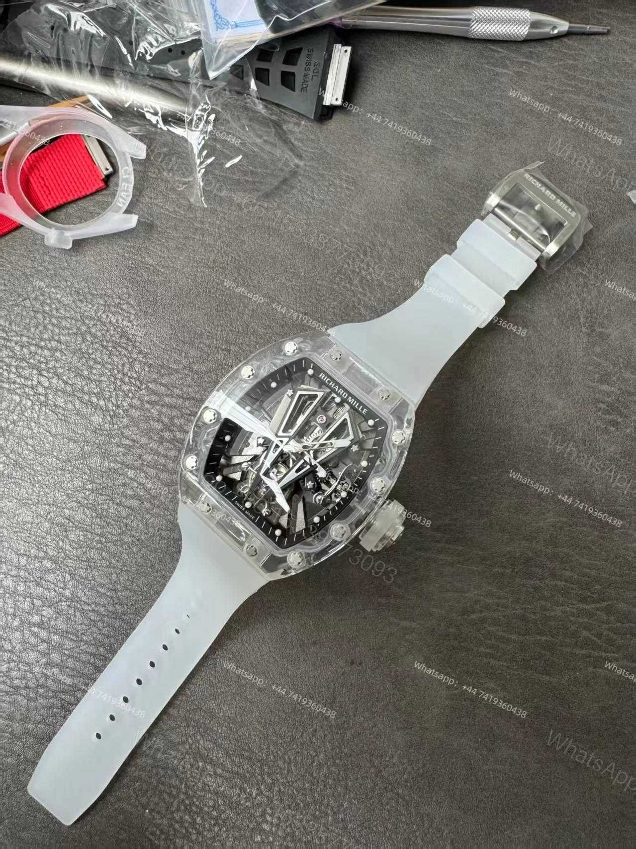 View 8 of Super Clone Richard Mille RM 27-03 Raging Bull Sapphire Crystal Skeleton Tourbillon 1:1 Replica Watch