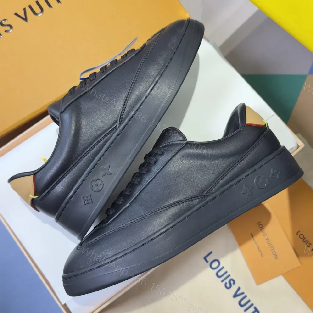 View 2 of Black Calf Leather Low-Top Sneakers Minimal Luxury Detail