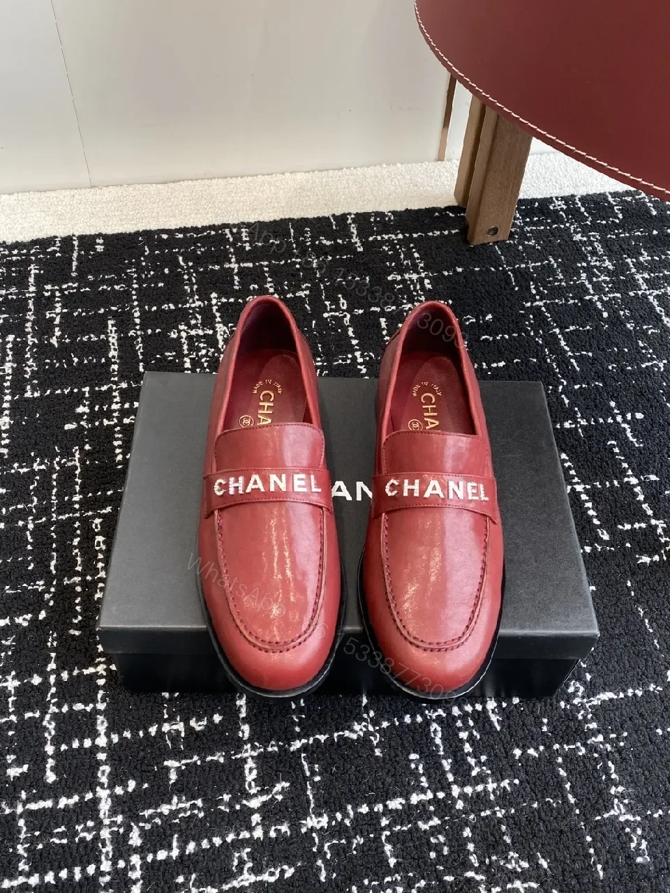 View 2 of Rich Red Leather Loafers – Signature Stripe, Slip-On, All-Day Comfort