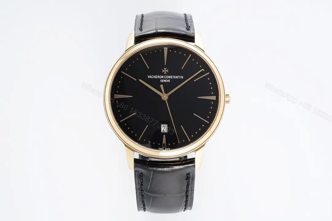 MKS Factory Vacheron Constantin Patrimony 85180 Series Watch – Black Dial, Rose Gold Case, Black Leather Strap — view 1