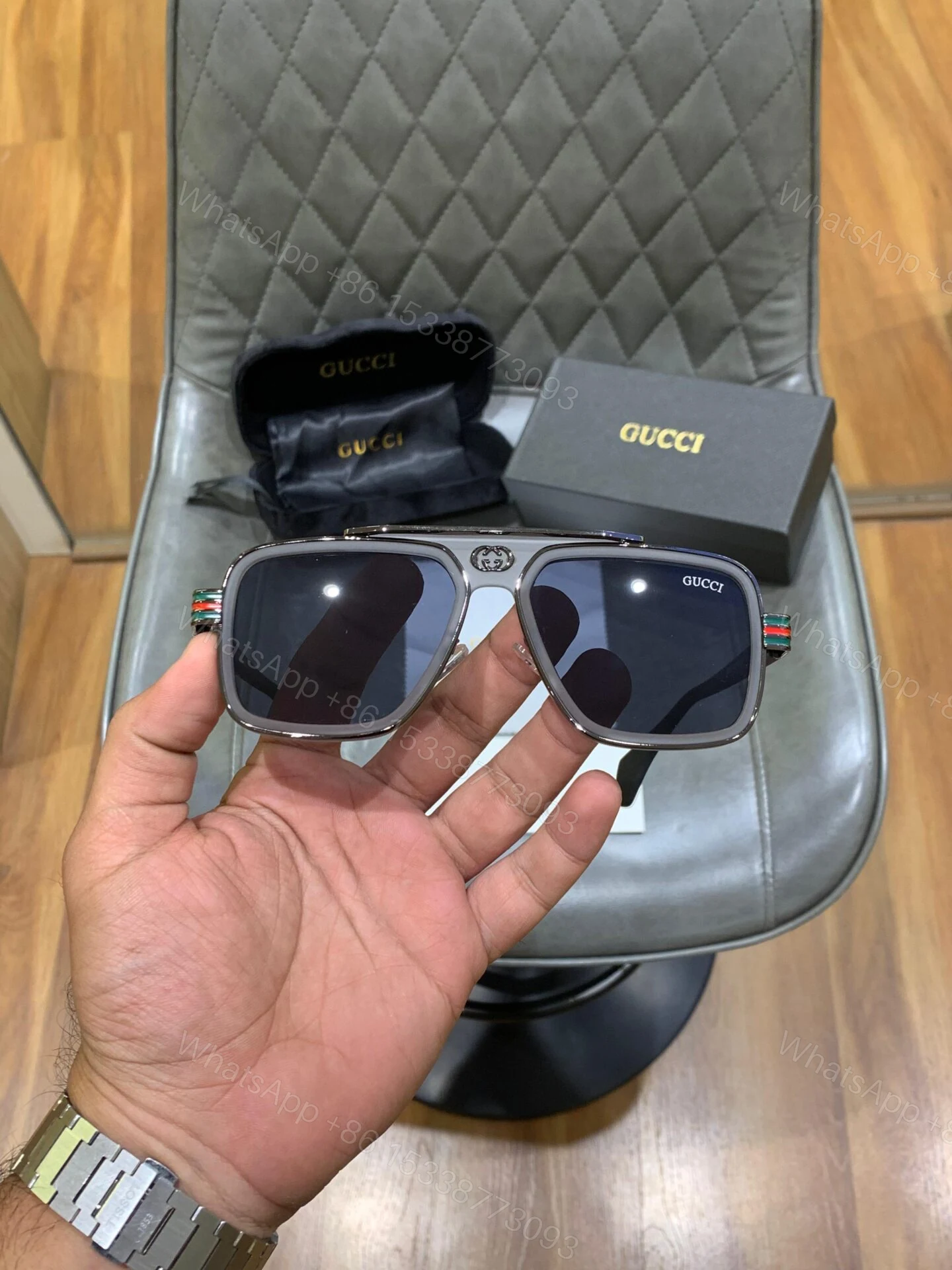 View 5 of Gucci Square Legend Black Acetate Sunglasses