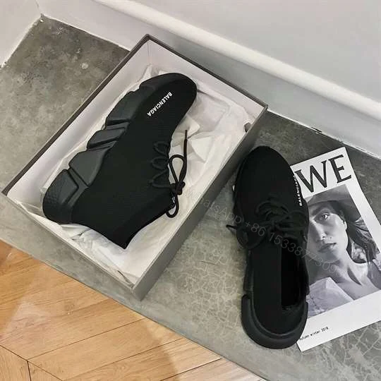View 3 of BALENCIAGA MEN’S SPEED LACE-UP SNEAKER IN BLACK – BB163