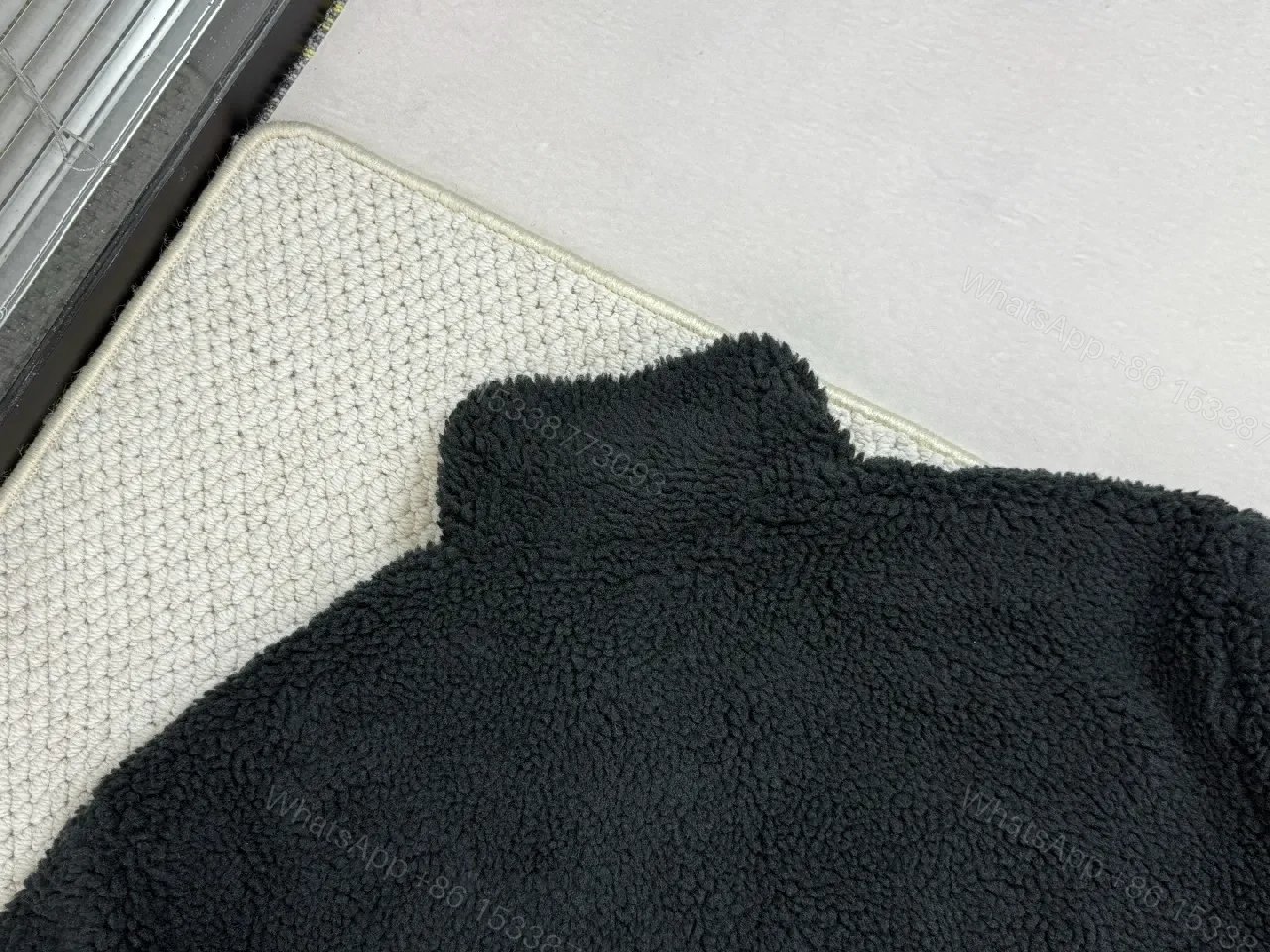 View 6 of Lux Black Teddy Jacket with LV Details - Premium Casual Outerwear
