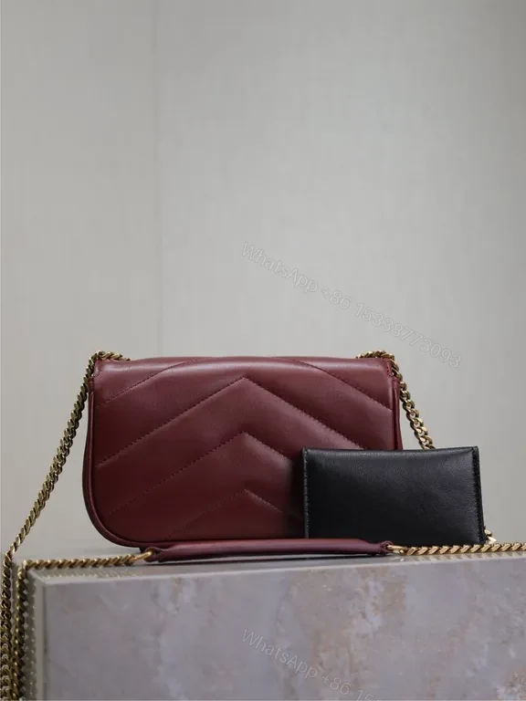 View 2 of Burgundy Quilted Leather Crossbody â€” Structured Chic Bag
