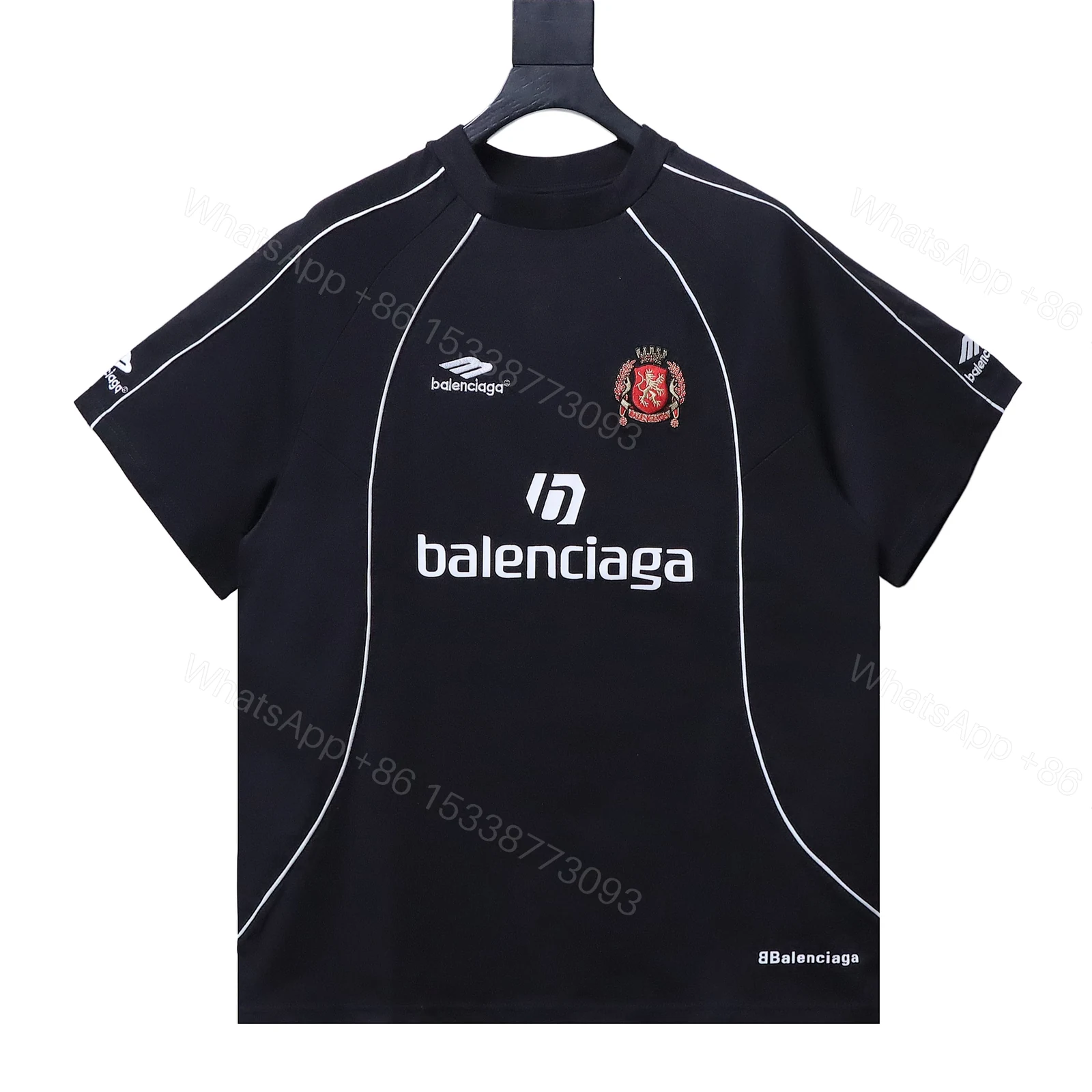 View 10 of Balenciaga Clothes BLCG Manchester United Embroidered White Stripe Paneled Short-Sleeve T-Shirt