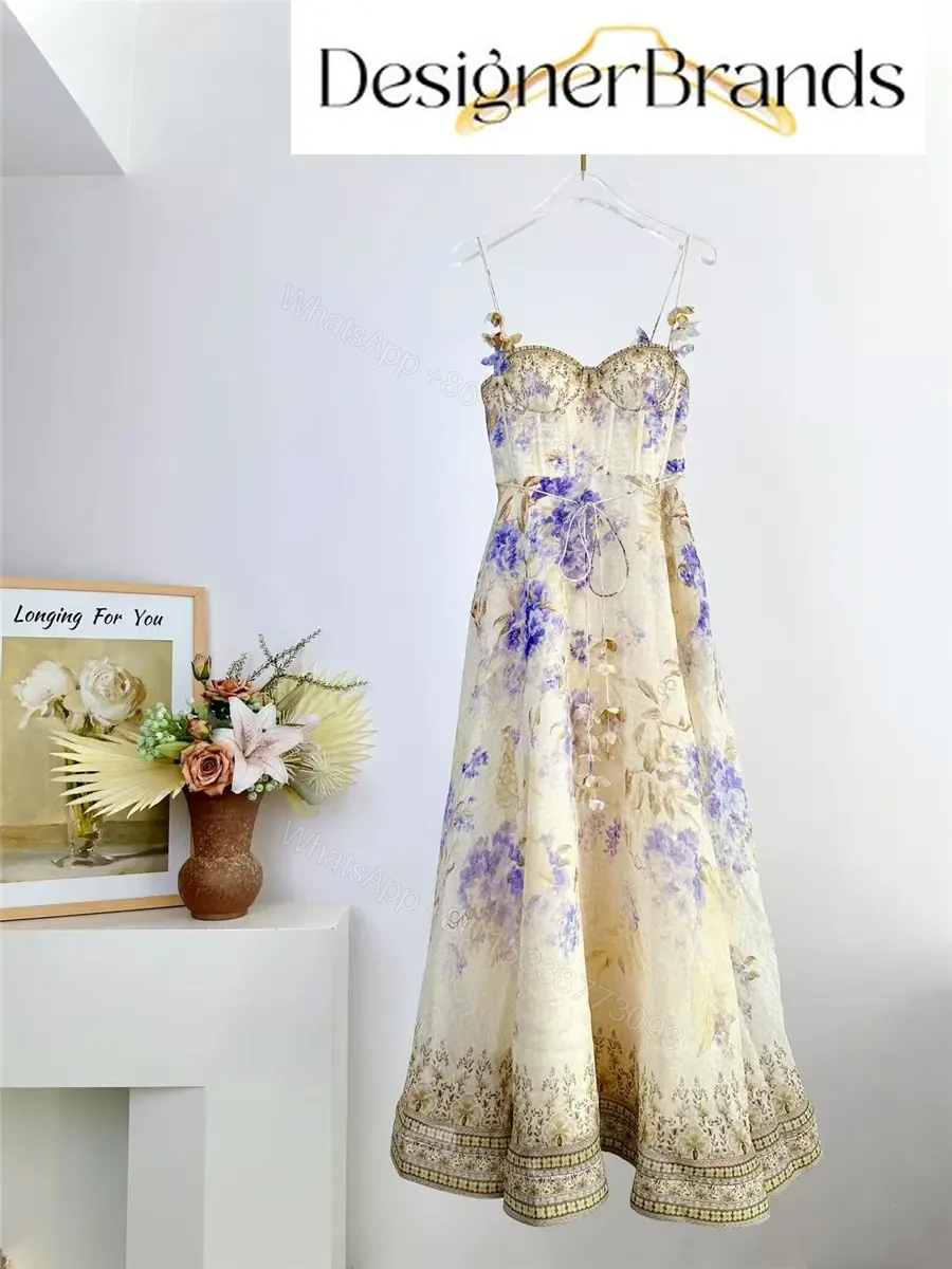 Zimmermann Picnic Floral Linen-Silk Blend Slip Dress — view 1
