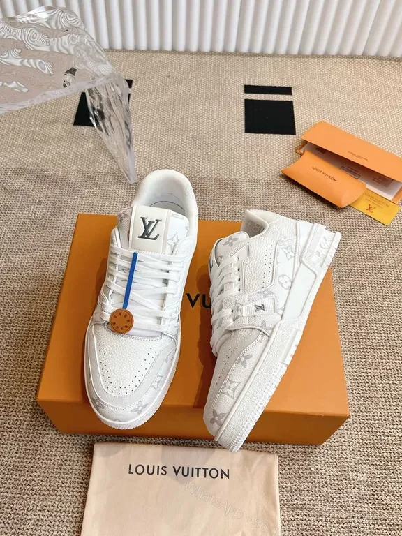 View 9 of Sleek Monogram-Accent White Sneakers: Luxury Comfort Sneakers