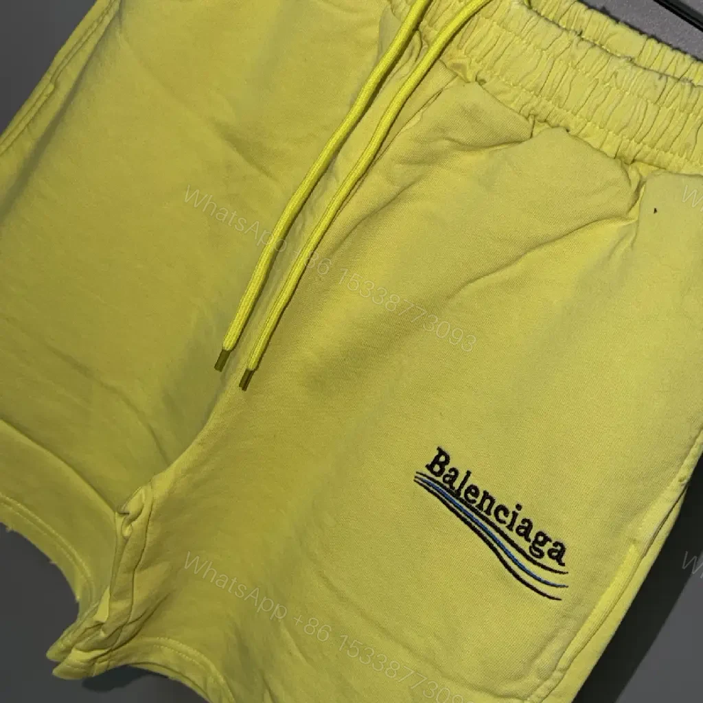 View 5 of Neon Yellow Nylon Swim Shorts with Drawstring Balenciaga Logo