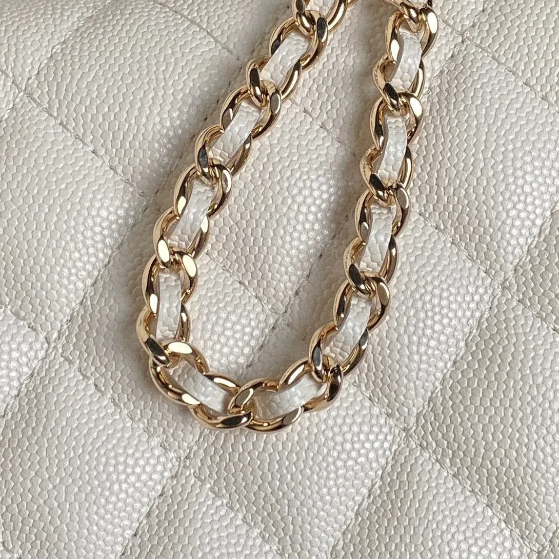 View 2 of CHANEL 25C FLAP BAG 18 IN WHITE SHINY GRAINED CALFSKIN GOLD HARDWARE