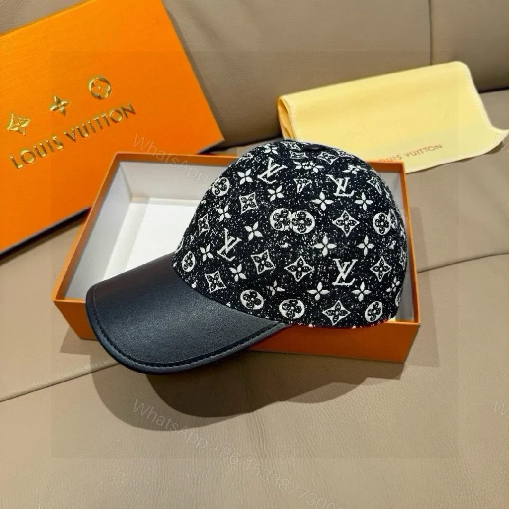 View 3 of Monogram Cap with Leather Peak – Bold Textured Luxury Cap