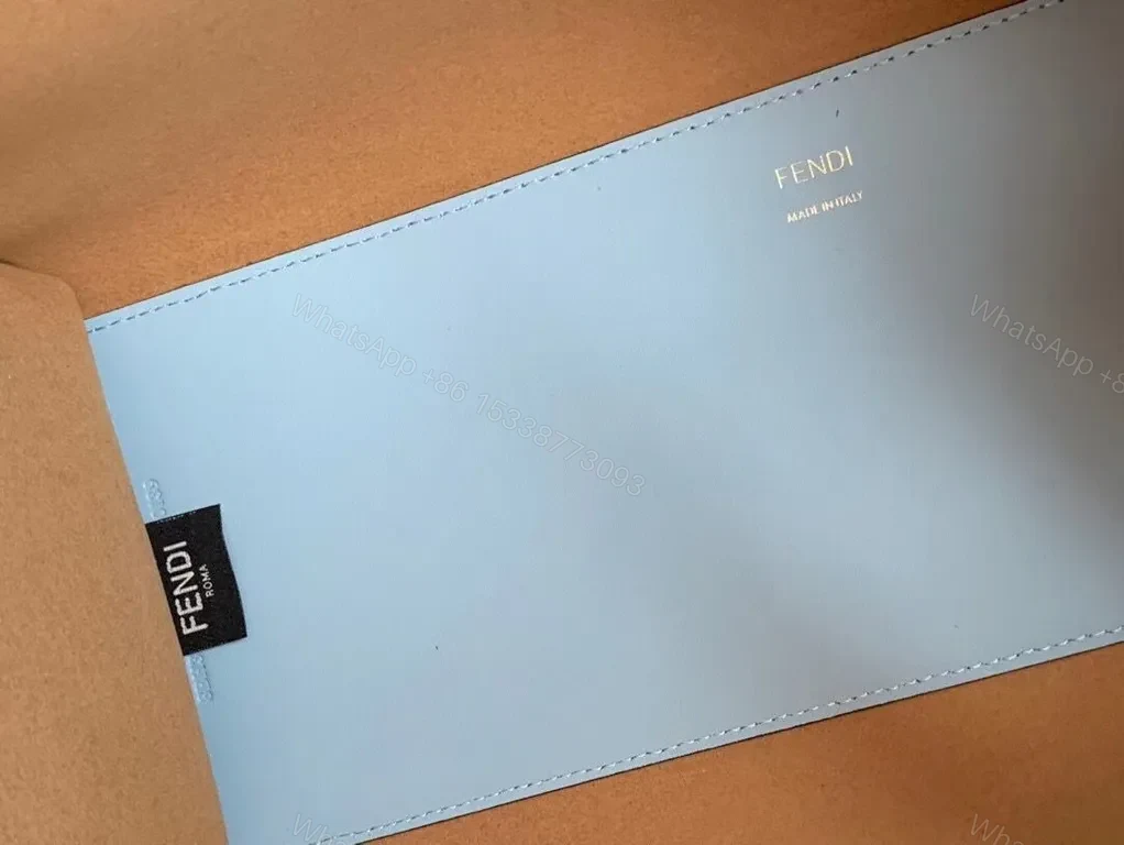 View 7 of Pastel-Blue FENDI-Inspired Structured Tote: Logo Lux Tote, 1-of-a-kind