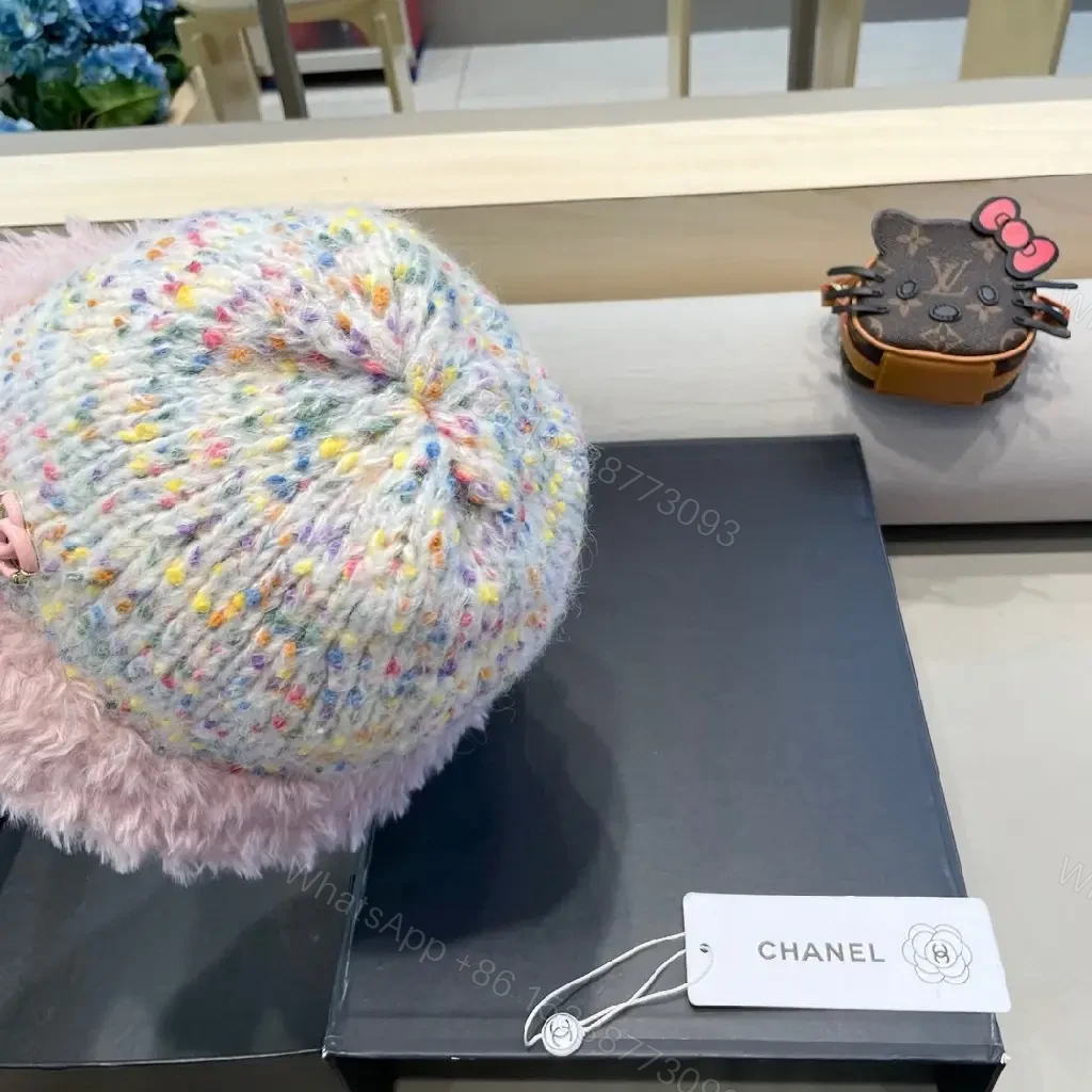View 8 of Knit Beanie with Plush Fur Cuff—Speckled Luxury Flair