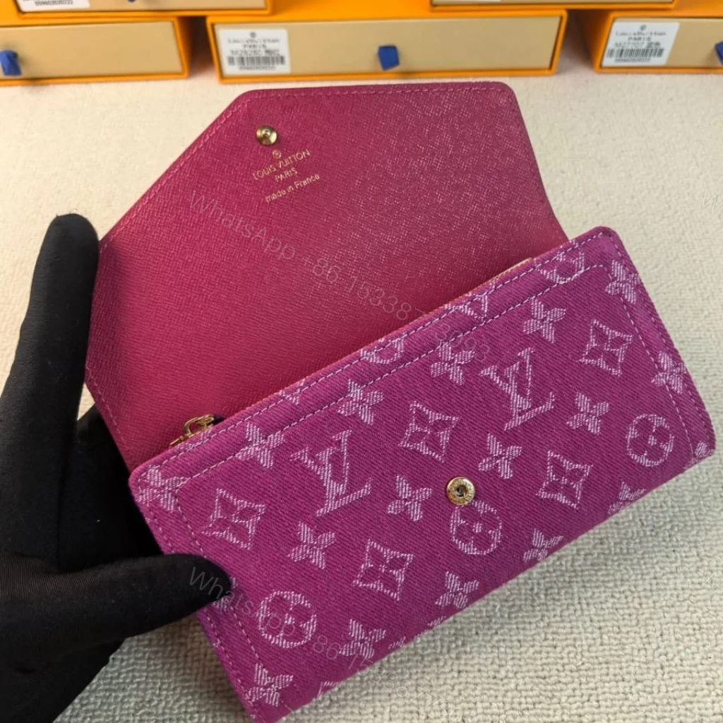 View 5 of Louis Vuitton Sarah Wallet Fuchsia Denim 19cm M28280