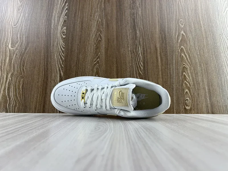 View 5 of White-White Gold Nike-Inspired Low-Top: Luxe Matte Leather Sneakers