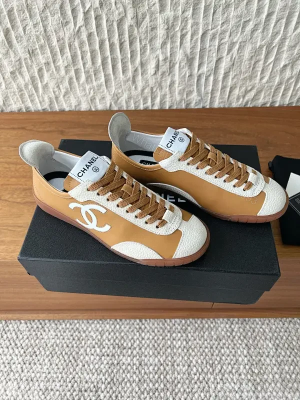 Brown Leather High-Top Sneaker with Contrast Texture and Logo — view 1