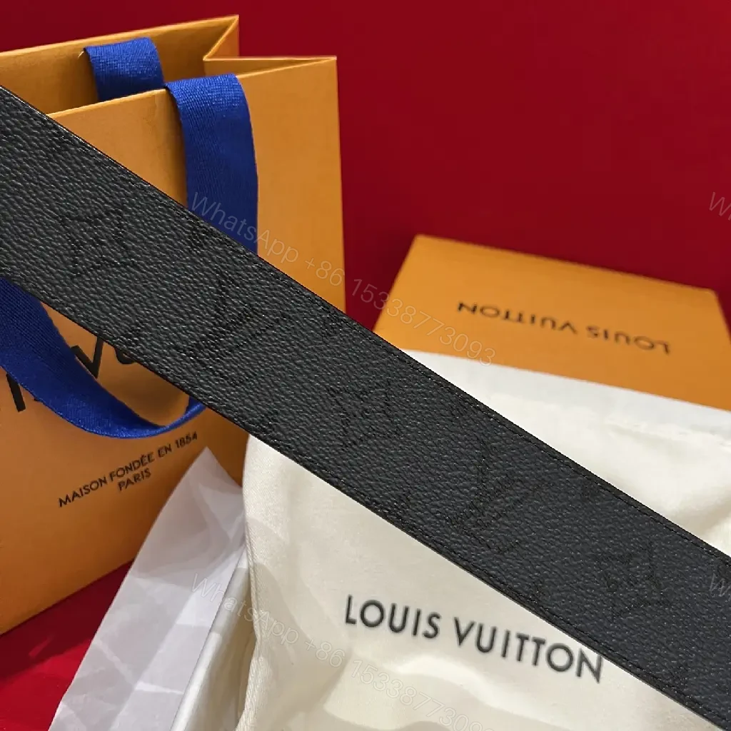 View 9 of Black Leather Belt – Pebbled Grain, Silver LV Buckle, Classic Luxury