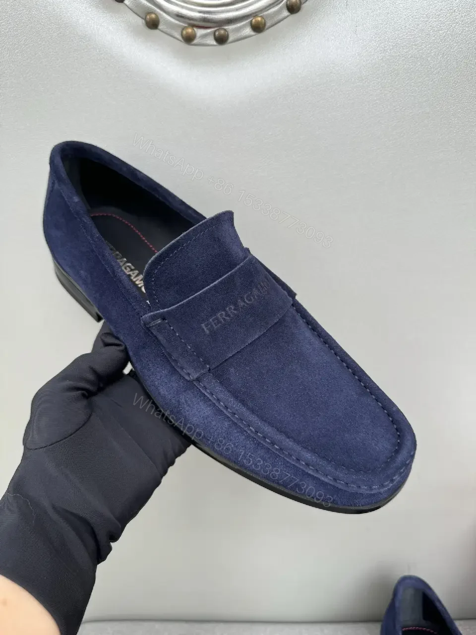 View 2 of Navy Suede Slip-Ons: Luxury Everyday Comfort Shoes