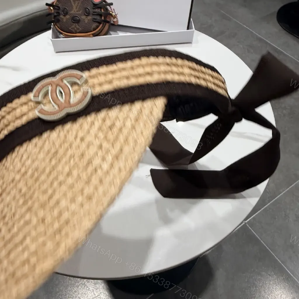 View 7 of Sun-Kissed Raffia Visor with Black Satin Band and Clasp