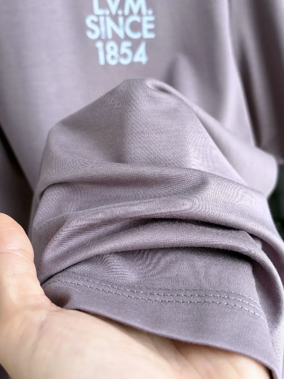 View 2 of Dusty Mauve Oversized T-Shirt, Soft Cotton Knit, Crew Neck, No Pattern, LVM Graphic Front