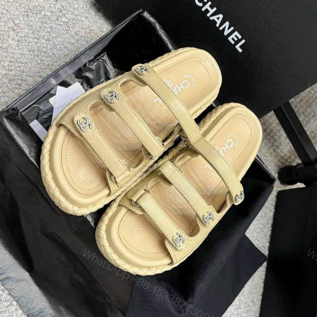 View 3 of Beige Leather Sandals – Couture Texture, All-Day Comfort