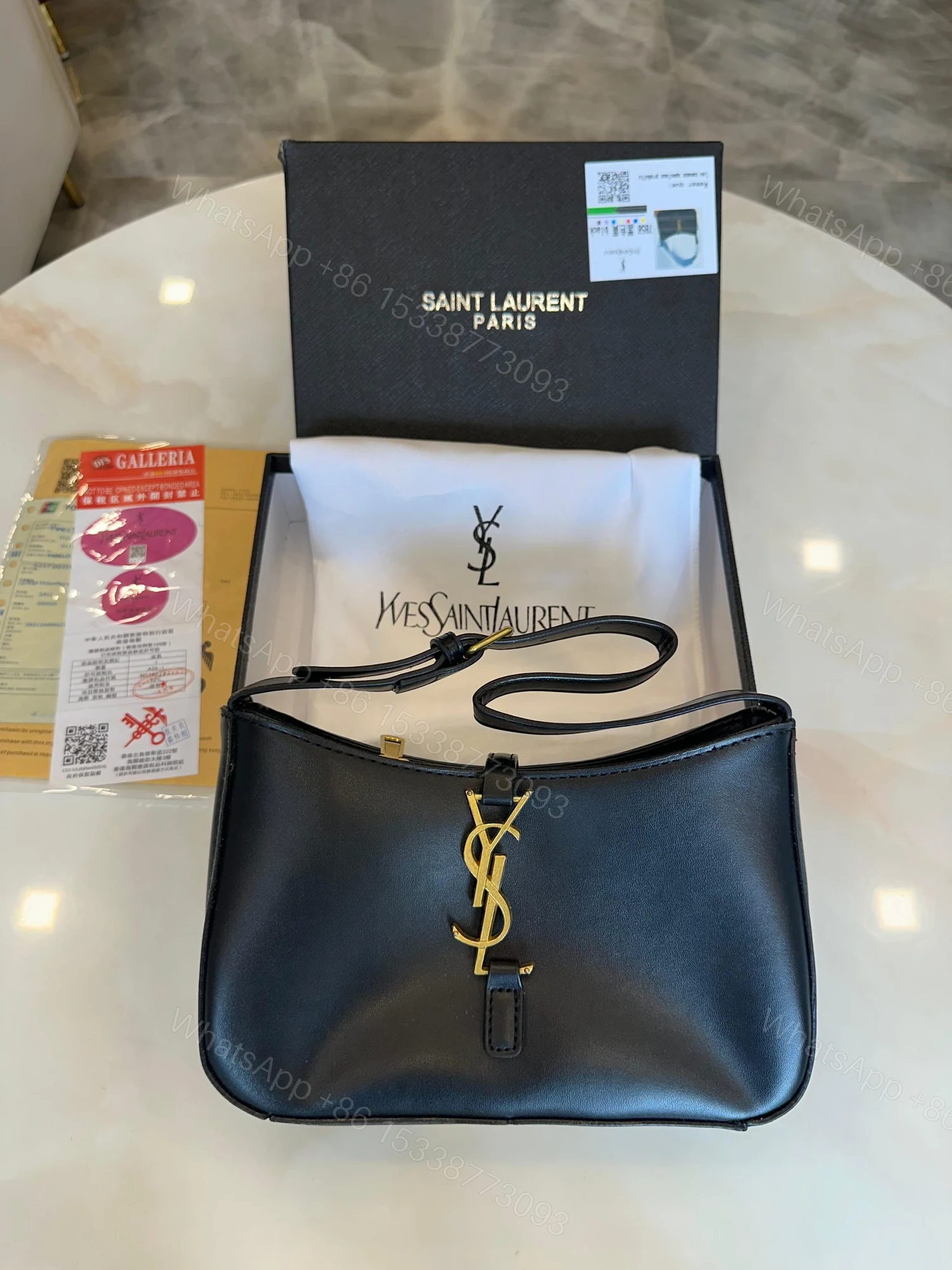 FIRST COPY SAINT LAURENT SHOULDER BAG - CROCODILE-EMBOSSED LEATHER AND CLEAN LEATHER — view 1