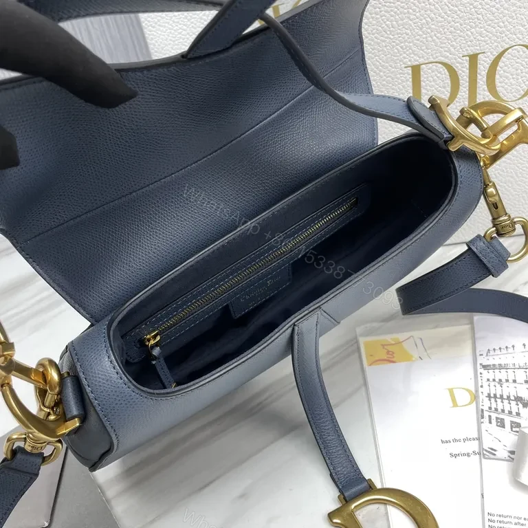 View 6 of Navy Leather Crossbody: Structured, Dior-Inspired Luxury Bag